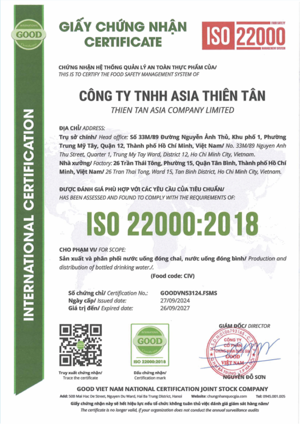 Giấy chứng nhận - Mặt trước